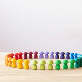 Die 36 Stück Mandala Pilze von Grapat "Mushrooms Rainbow" zu einem Kreis farblich sortiert aufgestellt.