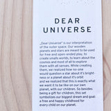 Die Beschreibung vom Learnspielzeug Dear Universe von Grapat in Englisch.